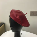 Pu Leather Beret Woman Flat Top Hat Autumn and Winter Beret Painter Hat Pum Z9X6
