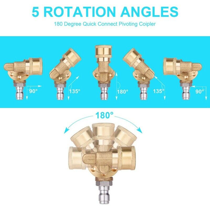 Quick Connecting Pivoting Coupler 180 Degree with 5 Angles and Safety Lock