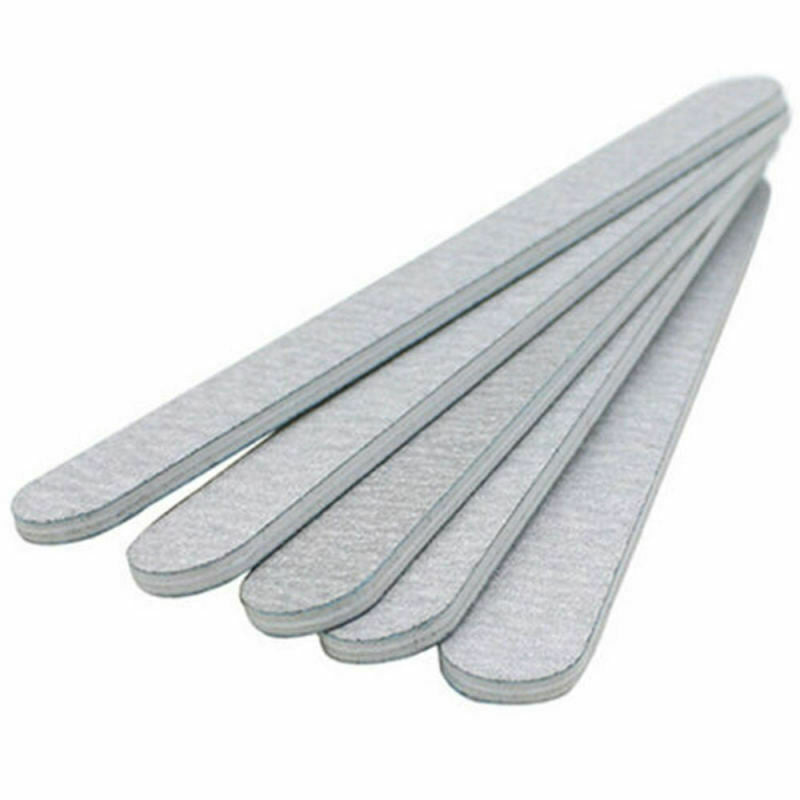 50 x Nail Files 100/180 Grey Round Double Side Grit Nail Art Tools Manicure WWZ