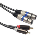 Hifi Audio Cable 2 Rca Male to Xlr 3 Pin Female Mixing Console Amplifier Du M3F3