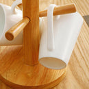 Wooden Cup Holder, Removable Coffee Mug Tree Rack Organizer with 6 Hooks Stand