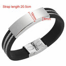 Men Punk Style Stainless Steel Silicone Bangle Wristband Cuff Bracelet-Silv