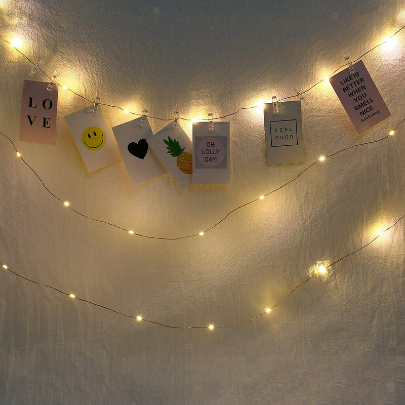 4xLED Light String w/ Clear Photo Clips for Indoor/Outdoor Decoration 100led