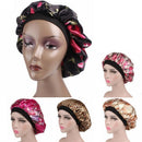 Wide-Brimmed Printed Double-Layer Waterproof Shower Cap Satin Sleep Hat Hai