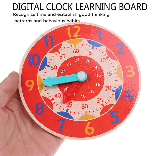 Wooden Colorful Clock Cognition Clocks For Kids Early Preschool Teaching AidsTEC