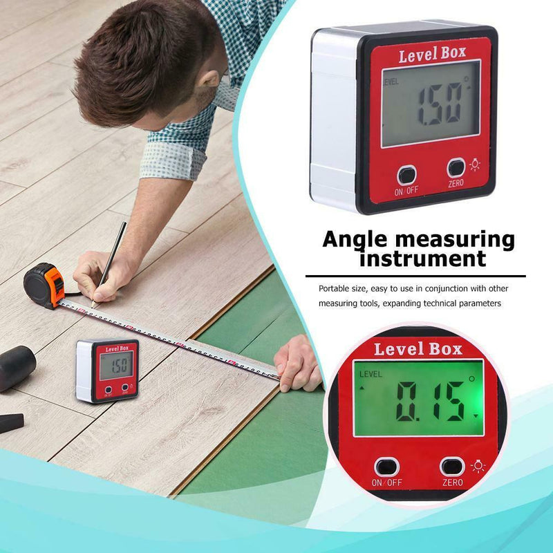 Digital Display Inclinometer Spirit Level Box Protractor Angle Finder Gauge