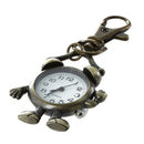 Retro Bronze Metal Clock Robot Keyring Chain with Clock 1.8" NEW H9F9
