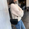 Retro Crossbody Handbag Women Semicircle PU Leather Shoulder Bag (Black)