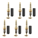 Replacement 6-Pack Male Solder Type DIY Plug 4 Pole 1/8'' 3.5mm Cable Connector