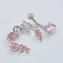 Rosa Schmetterling Bauch Ring oben nach unten Nabel piercing reverse 14G Blu 3C