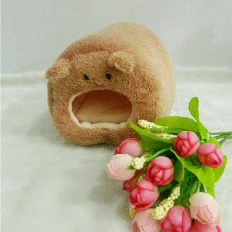 Rats Hamster Winter Warm Hanging Cage Hammock Cute Bear House with Bed Mat  S2F5