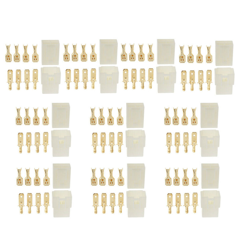 10 Kits 4 Way Pin 6.3mm Electrical Locking TAB Connector Plug & Socket Kit