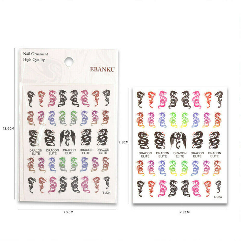 Waterproof Punk Dragon Decals Nail Stickers Manicure Nail Art Accessories