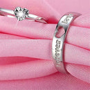 1 pair Lovers Heart Crystal Couple Rings Her and His Promise Ring O6E1