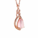 Fashion Women Opal Crystal Cat's Eye With Chain Pendant Necklace Jewelry Gift