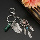 Natural Opal Stone Dreamcatcher Keyring Fashion Agate Car Bag keychain