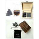 Whiskey Stones with WORDS Wooden Box Whisky Rocks Stones Square Stone Wood  J5C6