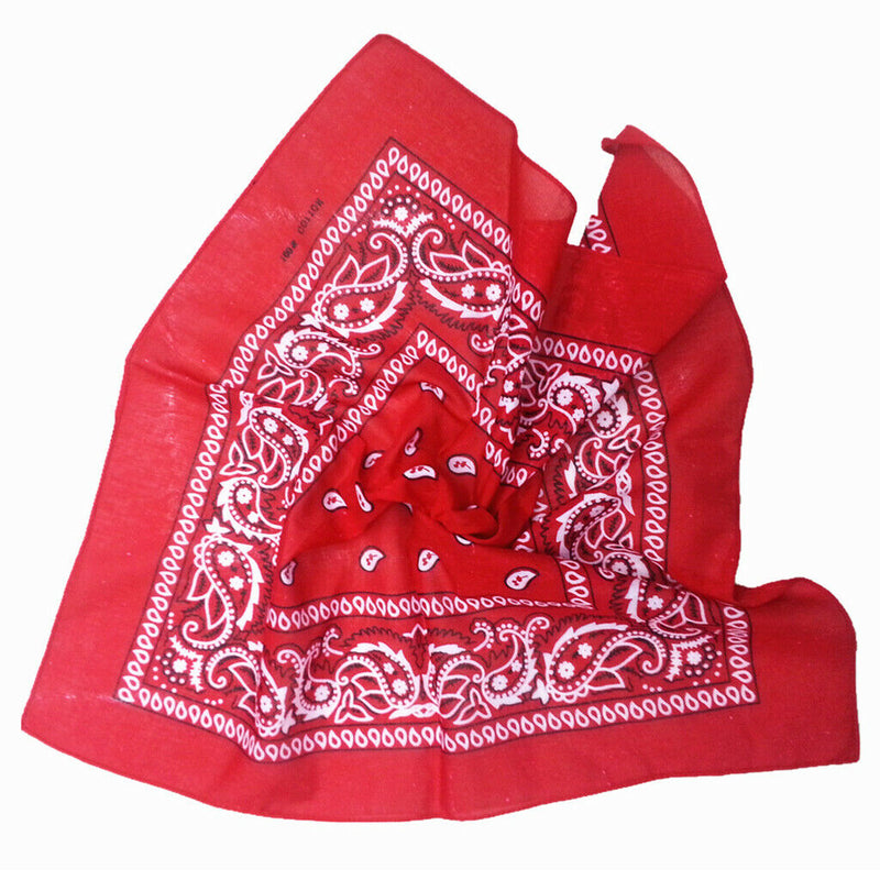 Women Men Novelty Cotton Paisley Cowboy Bandana Scarf Head Wrap Headband Red
