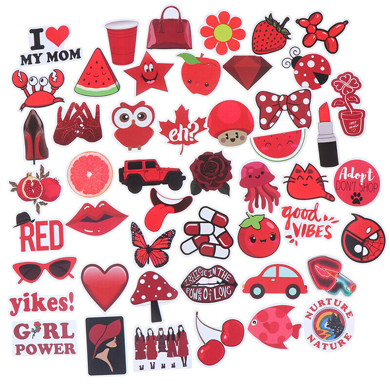 50Pcs Cartoon Red Girls Stickers DIY Suitcase Laptop Guitar Bicycle Car Deca-OZ