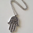 Good Luck Protection Hamsa Symbol Fatima Hand Evil Eye Pendant Chain Necklace TO