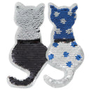 Cat Design Reversible Change color Sequins Sew On Patches For Clothes DIY XUZ