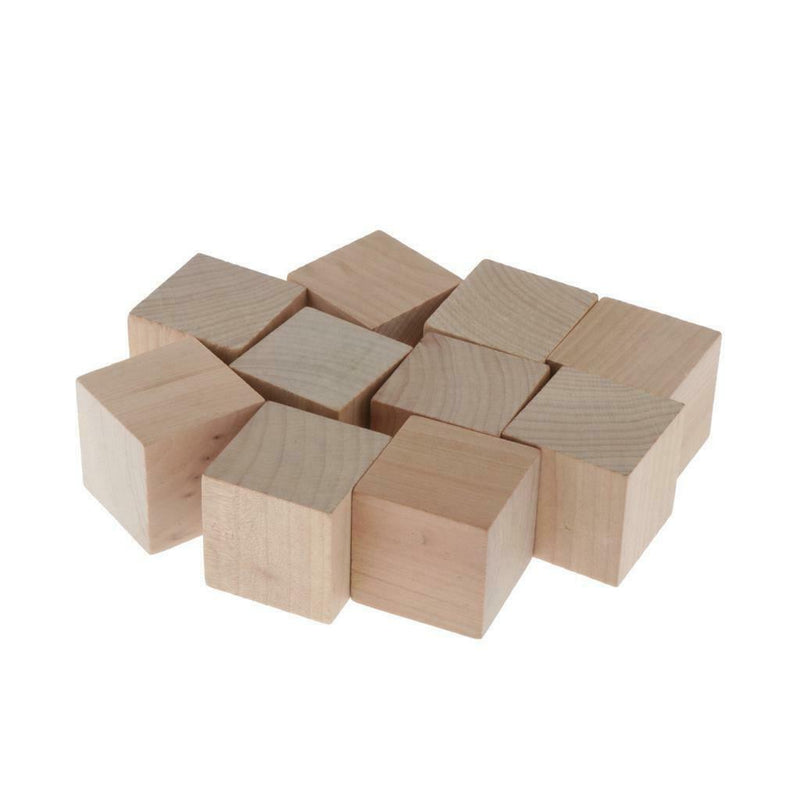 5cm Wooden Cubes, 10pcs Unfinished Square Wood Blocks for Kids Math Teaching,