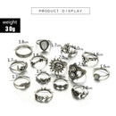 14 Pcs/ Set Bohemian Engraving Punk Moon Flower Leaves Water Drop Tarot Sym