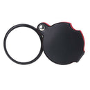 5X Glass Lens Pocket Magnifier with Leather Pouch Folding Magnifying Tool V2H5