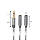Headphone Splitter Audio Cable 3.5mm Male to 2 Female Adapter Cable (Grey)
