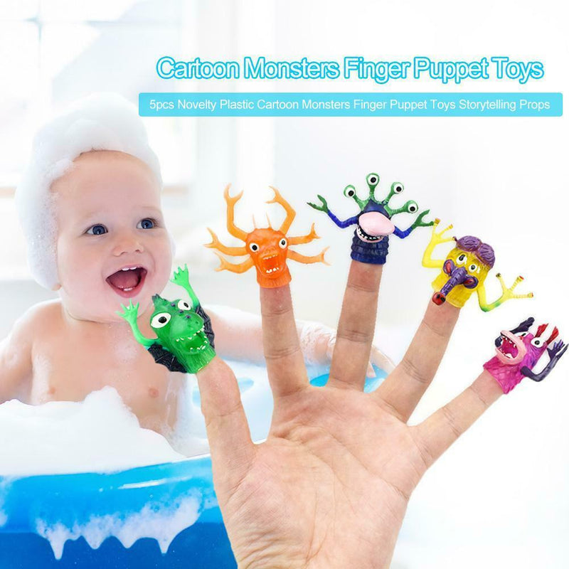 5pcs Novelty Plastic Cartoon Monsters Finger Puppet Toys Storytelling Props