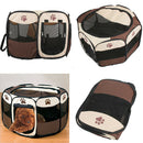 Claw Print Foldable Pet Cat Dog Tent House Guard Playpen Fence (Coffee)