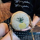 Round Women Straw Bags Leaves Rattan Woven Beach Shoulder Bags Ladies Cossb C1S5