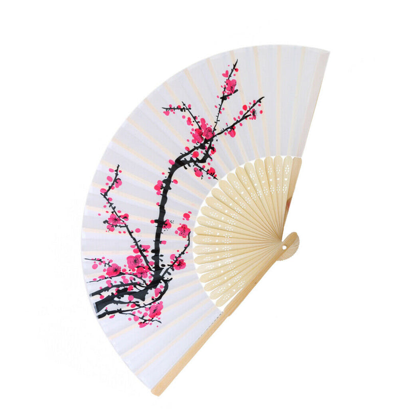Japanese Bamboo Plum Blossom Folding Hand Held Fan Pocket Fan Wedding Decor
