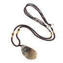 Labradorite Stone Pendant Necklace with Hanging String for Woman Xmas Gift