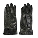 Winter Warm PU Leather Lace Gloves Women Cycling Bike Touch Screen Glove
