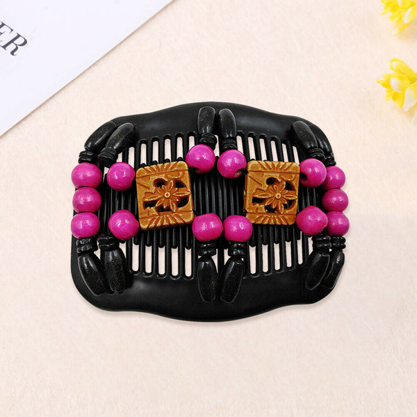 Retro Women Bead Magic Hair Comb DIY Hairstyle Making Double Slide Bun Clip A#S