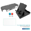 For Switch NS Lite TPU Case Tempered Film Joystick Caps Folding Holder Stand