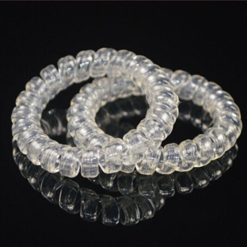 3Ã— Women Clear Elastic Rubber Hairband Phone Wire Hair Tie Rope Band Ponytail
