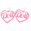 Women Acrylic Eardrop Earrings Love Heart Dangler Statement Dangle Drop Earrings
