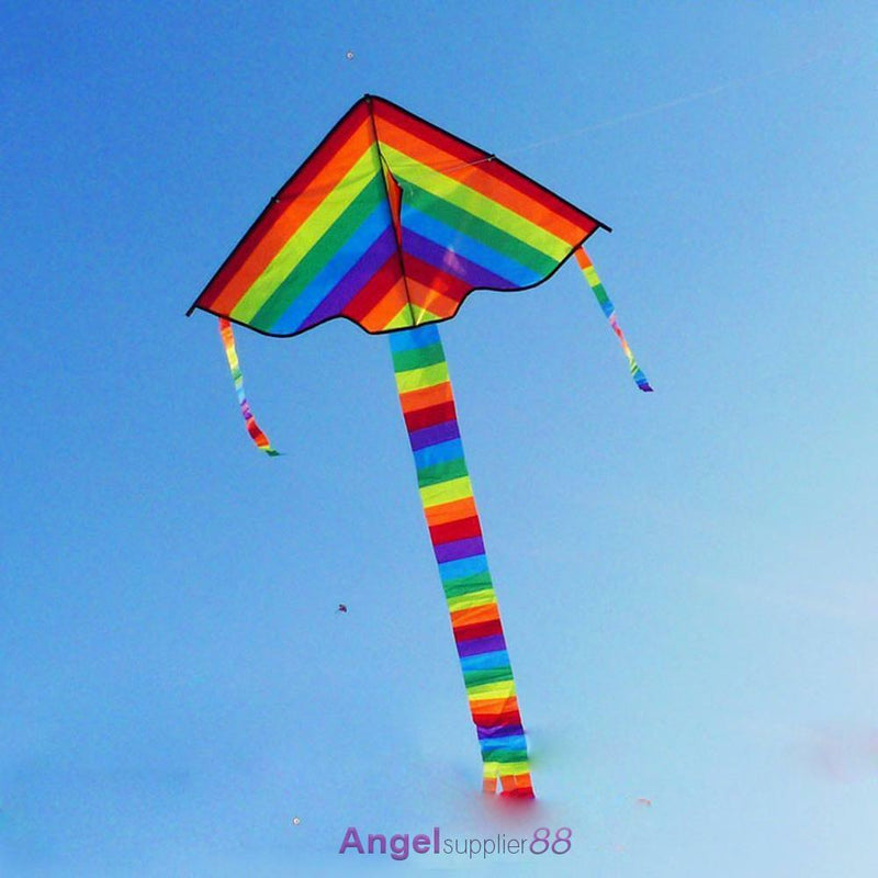 95x190cm Triangle Flying Rainbow Outdoor Sports Beach Kite Kids Summer Wind Gift