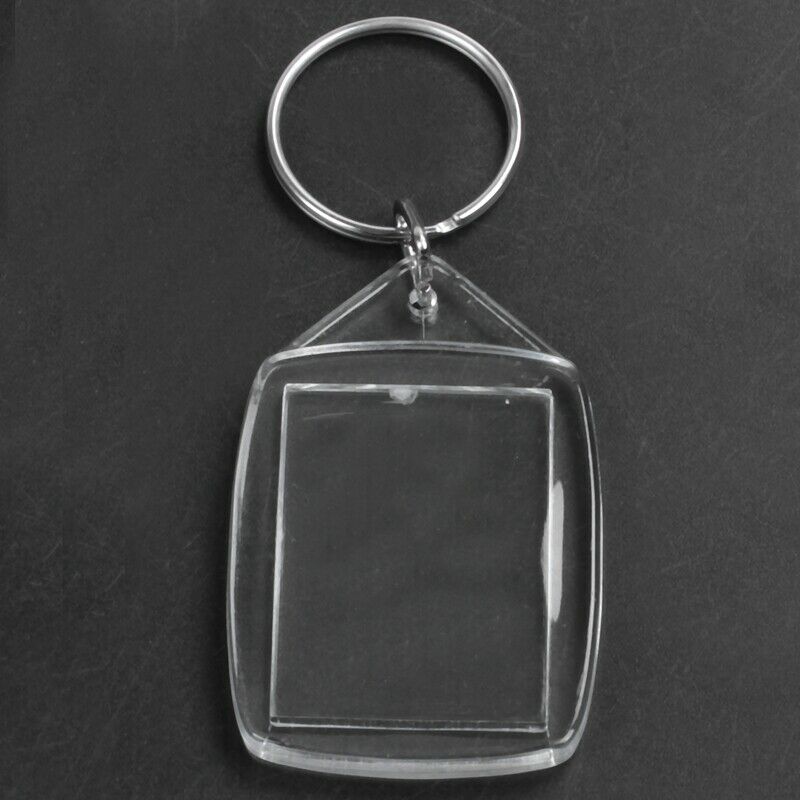 50x Clear Acrylic Plastic Blank Keyrings Insert Passport Photo Keychain Key K8N1