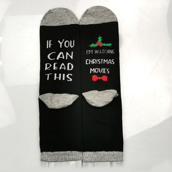 Unisex Christmas Design Socks Cotton Novelty Festive Sock One Size Dark Gray