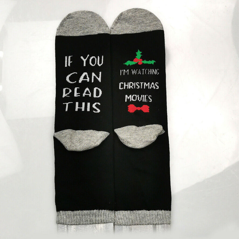 Unisex Christmas Design Socks Cotton Novelty Festive Sock One Size Dark Gray