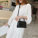 Alligator Pattern Shoulder Handbags PU Leather Women Crossbody Bags (Black)