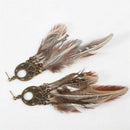 Exaggerated hook earrings Round ring bohemian feather pendant for women D6X1