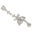 Body jewelry for girls, transparent heart twirl zirconia, navel ring belly
