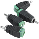 4 pcs RCA Plug to AV Connector CCTV Screw Connector Balun Black & Green