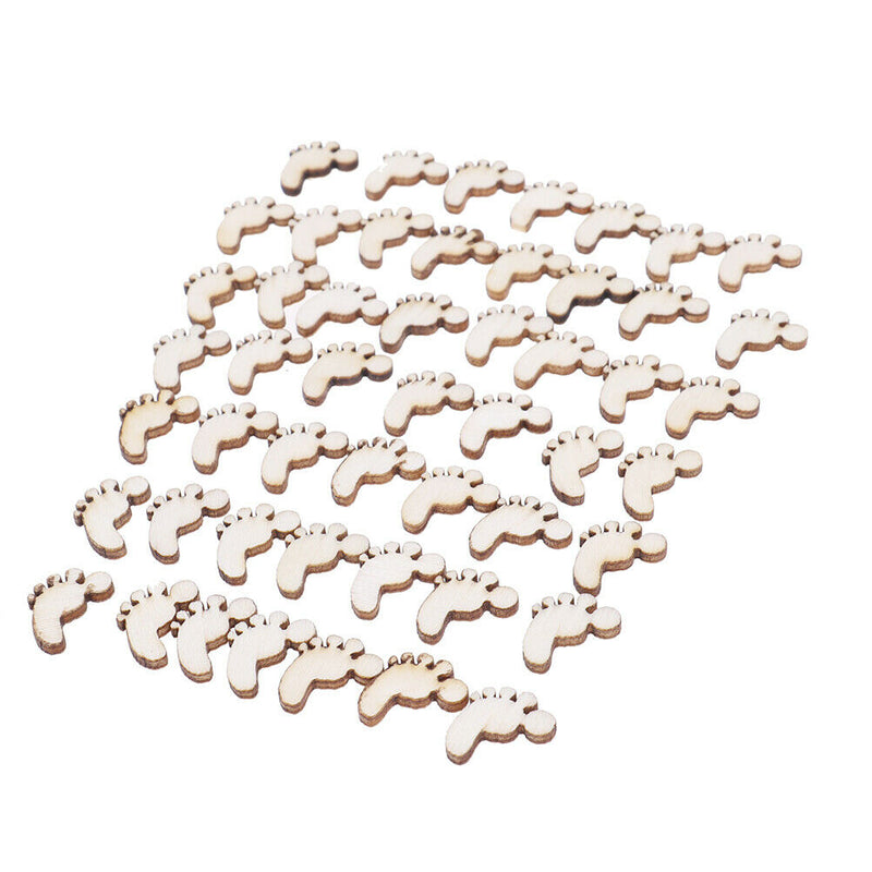 50Pcs DIY Wooden Foot Shaped Natural Wood Decoration Hand-made Graffiti ChipsOZ