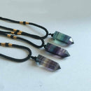 Healing stone Reiki Quartz Pendant Necklace Natural Fluorite Wand Crystal