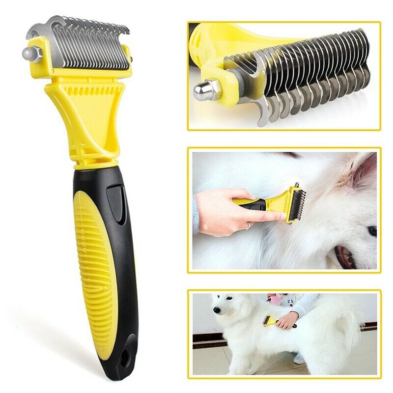 Double Sided Pet Dematting Comb | Stainless Steel Grooming Brush for Small, X4M2